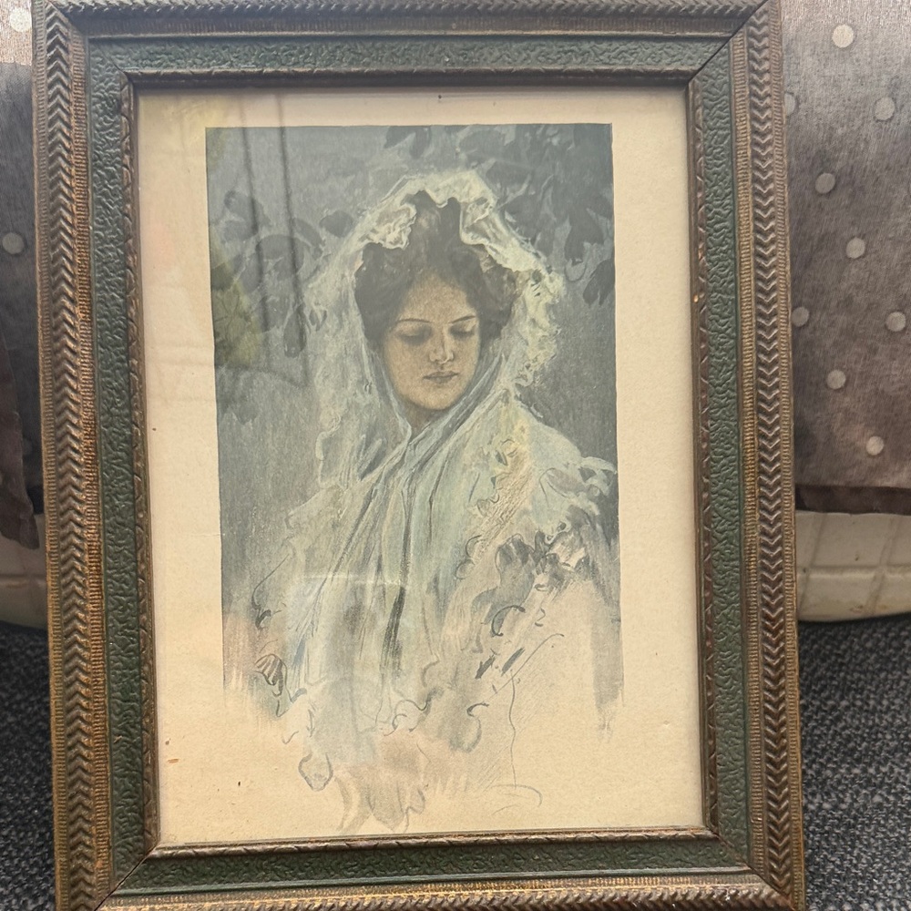 VTG Wedding “a dream of fair women” 1907 book Framed Portrait Art